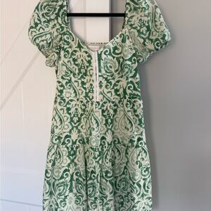 House of Harlow 1960 Green and Cream Patterned Top